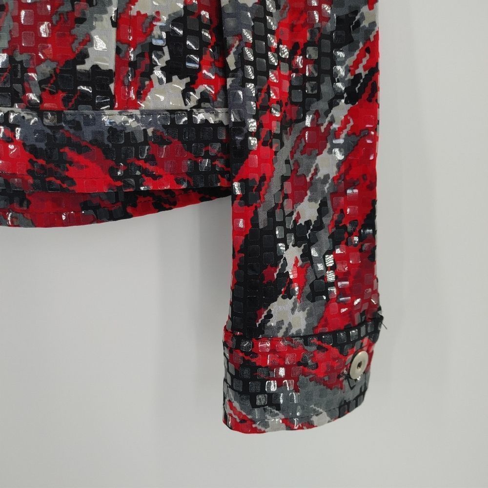 Notations Clear Sequin Jacket Red/Black/Gray Size… - image 3
